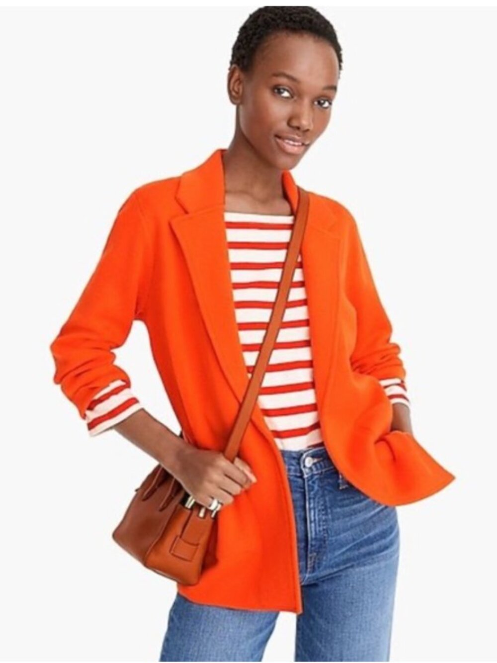 J Crew 365 Sophie Open-Front Sweater Blazer in Vibrant Orange